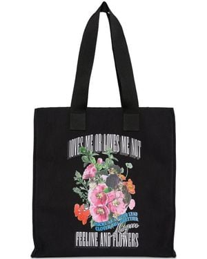 MSGM Sac Cabas À Fleurs - Black