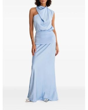 MOOS STUDIO One-Shoulder Pleated-Detail Maxi Dress - Blue
