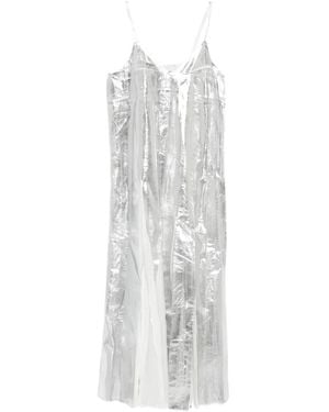 Tela Yuki Metallic-Effect Midi Dress - White