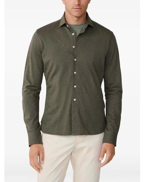 Hackett Kent-Collar Pique-Jersey Shirt - Green