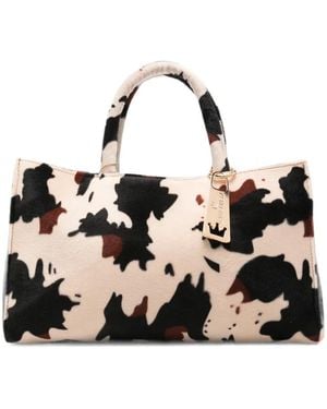 La Milanesa Michep Cow-Print Tote Bag - Black