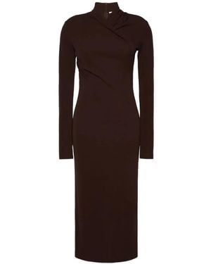 Max Mara Estremo Draped Long-Sleeve Dress - Brown