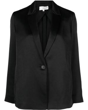 Vince Single-Breasted Satin Blazer - Black