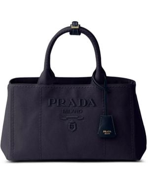 Prada Jardinière Large Cotton Canvas Handbag - Blue
