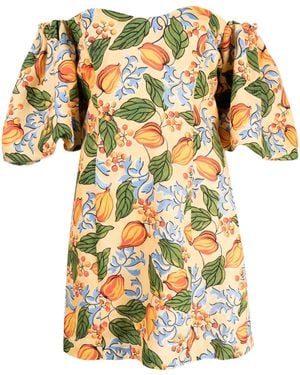 RHODE Schulterfreies Dali Minikleid Mit Blumen-Print - Gelb
