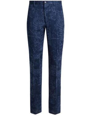 Etro Cotton Jacquard Trousers - Blue