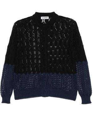 Jil Sander Honeycomb Button Cotton Cardigan - Black