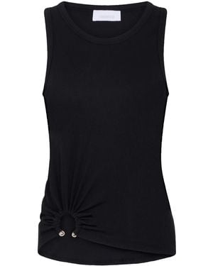 Rabanne Asymmetric Gathered-Detail Tank Top - Black