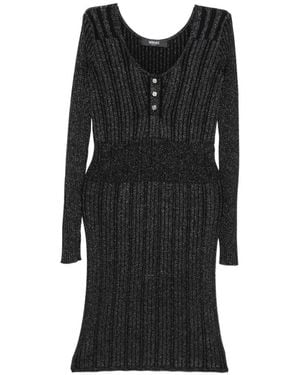 Versace Button Ribbed Dress - Black