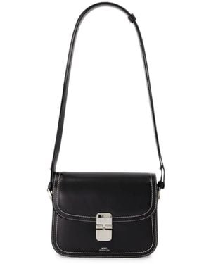 A.P.C. Grace Contrast-Stitch Shoulder Bag - White