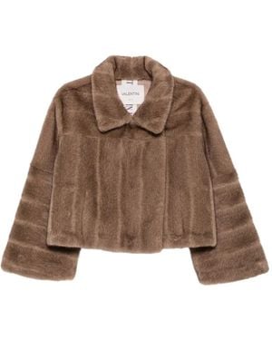 VALENTINI 1972 Faux-Fur Cropped Coats - Brown
