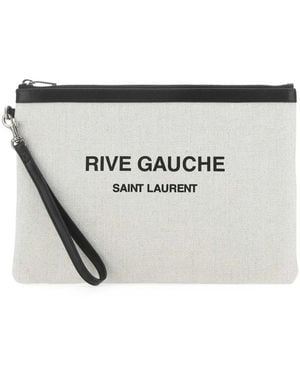Saint Laurent Logo-Print Clutch - White