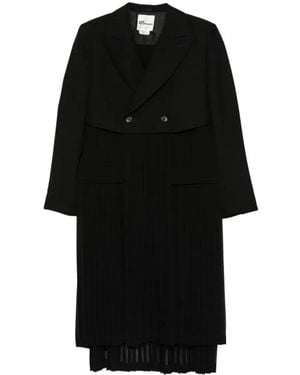 Noir Kei Ninomiya Pleated Blazer-Style Double-Breasted Coat - Black