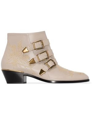 Chloé Susanna Studded Biker Boots - Natural