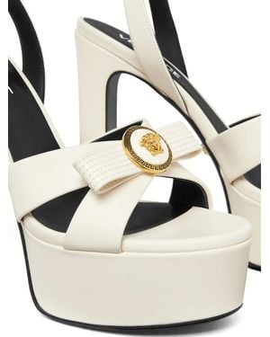 Versace 140Mm Medusa Leather Sandals - Natural