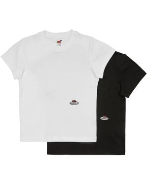 HOMMEGIRLS X Fruit Of The Loom T-Shirt Crop À Patch Logo - White