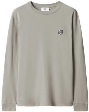 Maison Kitsuné Fox-Head Long-Sleeve T-Shirt - Grey