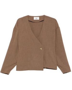 SOLOTRE Asymmetric Single-Breasted Jacket - Brown