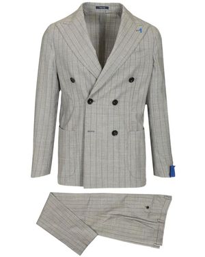 Guarinucci Pinstripe Double-Breasted Suit - Gray