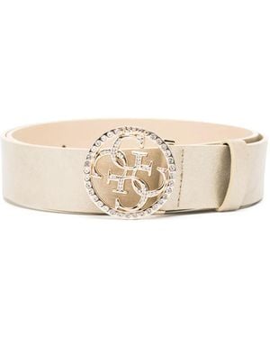 Guess Logo-Buckle Belt - Natural