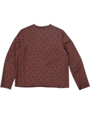 Camiel Fortgens Floral-Pattern Raw-Edge Top - Purple