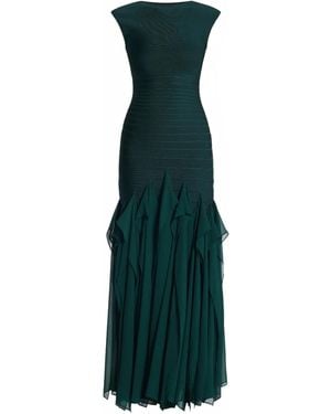 Hervé Léger Vestido Mya con volantes - Verde