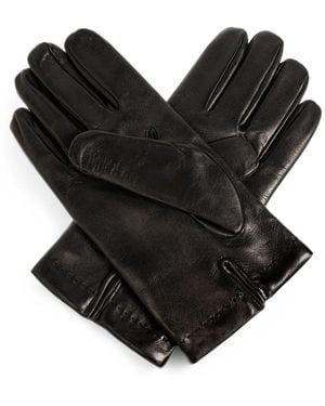 Moschino Logo-Patch Leather Gloves - Black
