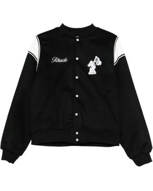 Rhude Logo-Embroidered Bomber Jacket - Black
