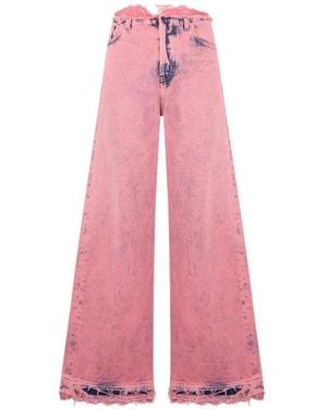 DIESEL Frayed-Edge Acid-Wash Jeans - Pink