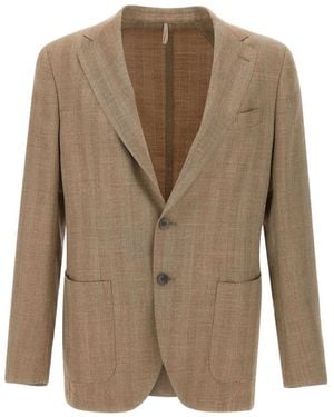 Santaniello Single-Breasted Blazer - Natural