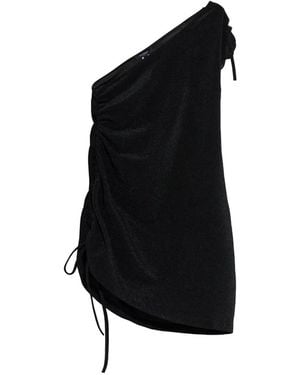 Balmain One-Shoulder Drawstring-Detail Mini Dress - Black