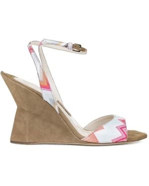 Missoni Zigzag-Print Wedge Sandals - White
