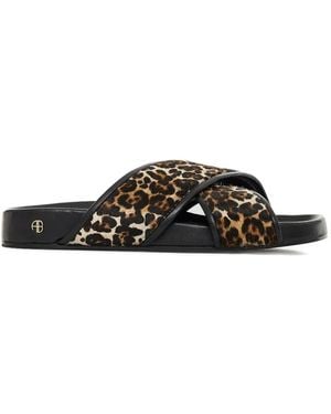 Anine Bing Emi Leopard-Print Sandals - Black