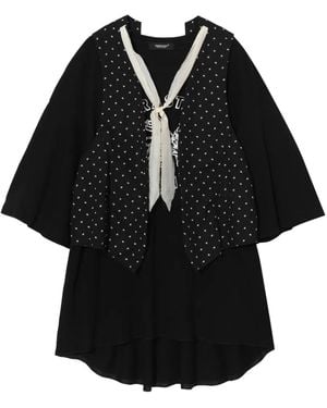 Undercover Star Print Tie Top - Black