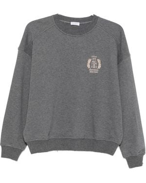Brunello Cucinelli Logo-Embroidered Raglan-Sleeve Sweater - Gray