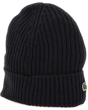 Lacoste Ribbed Logo Beanie - Blue