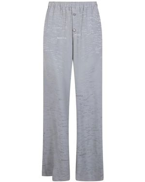 MM6 by Maison Margiela Buttoned Patterned Straight Trousers - Grey
