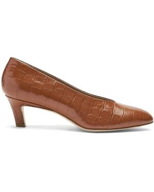 SCAROSSO Deva 50Mm Crocodile-Effect Pumps - Brown