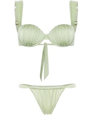 Noire Swimwear Cheeky Ruched Bikini Set - Green