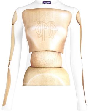 Jean Paul Gaultier Le Top Wooden-Body T-Shirt - White
