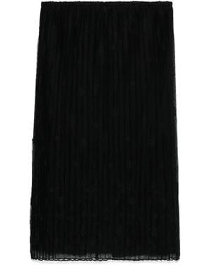 TOTEME Floral-Embroidered Tulle Skirt - Black