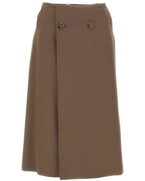 MM6 by Maison Margiela Wrap-Design Midi Skirt - Brown