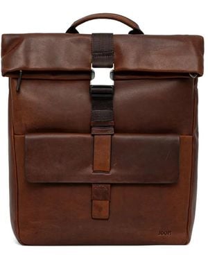 Joop! Loreto Rico Roll-Top Buckle Leather Backpack - Brown