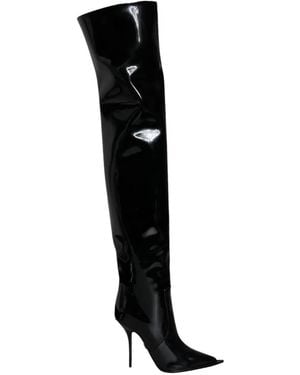 Dolce & Gabbana Cardinale Patent-Leather Boots - Black