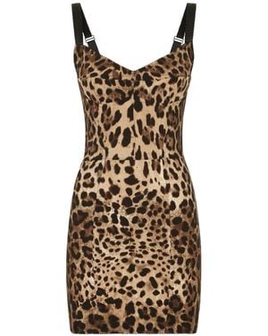 Dolce & Gabbana Leopard-Print Corset Mini Dress - Black