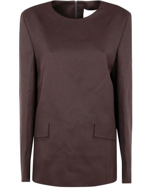 Entire studios Cut-Out Pocket Long-Sleeve Top - Brown