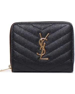 Saint Laurent Cassandre Monogram Quilted Leather Wallet - Black