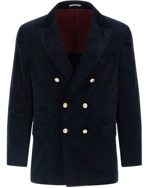 Brunello Cucinelli Corduroy Button Blazer - Blue