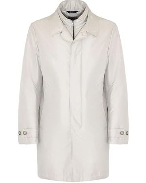 Fay Buttoned Collar Coat - White
