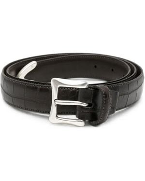 Eraldo Crocodile-Effect Buckle Belt - Black